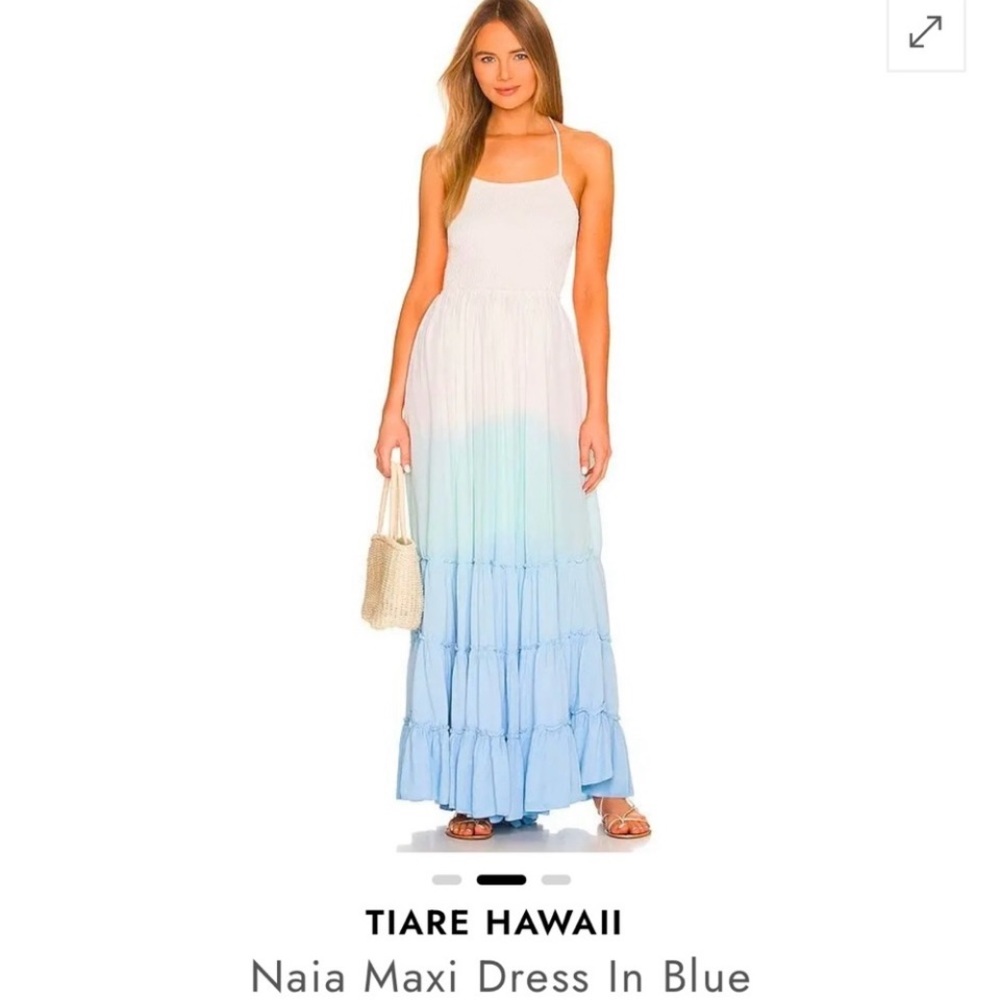 Tiare Hawaii NAIA Ombre Blue and Cream Maxi Dress one size